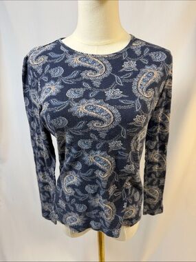 Ralph Lauren Navy Paisley Long-Sleeve Tee